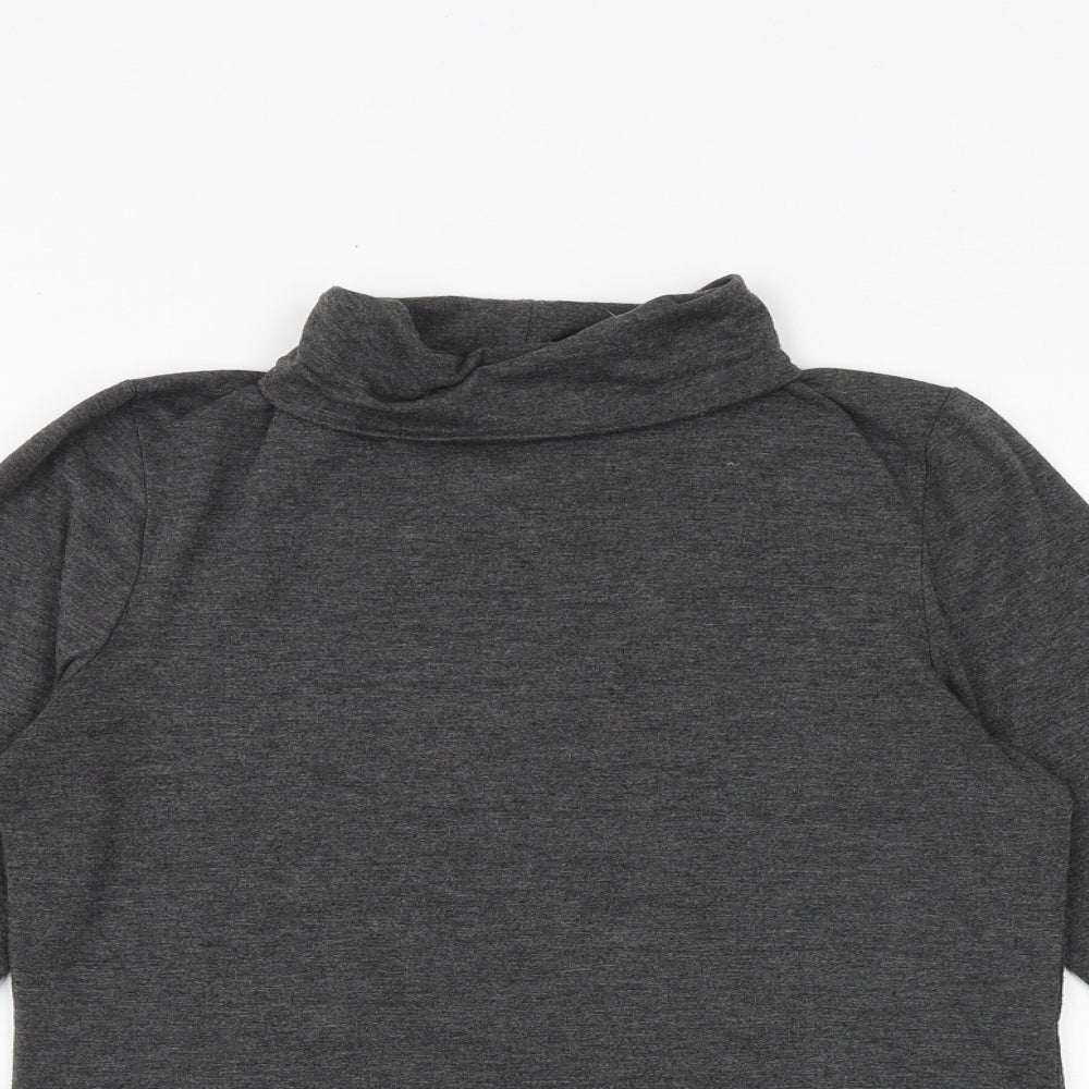 Warehouse Womens Grey Polyester Basic T-Shirt Size 12 Roll Neck