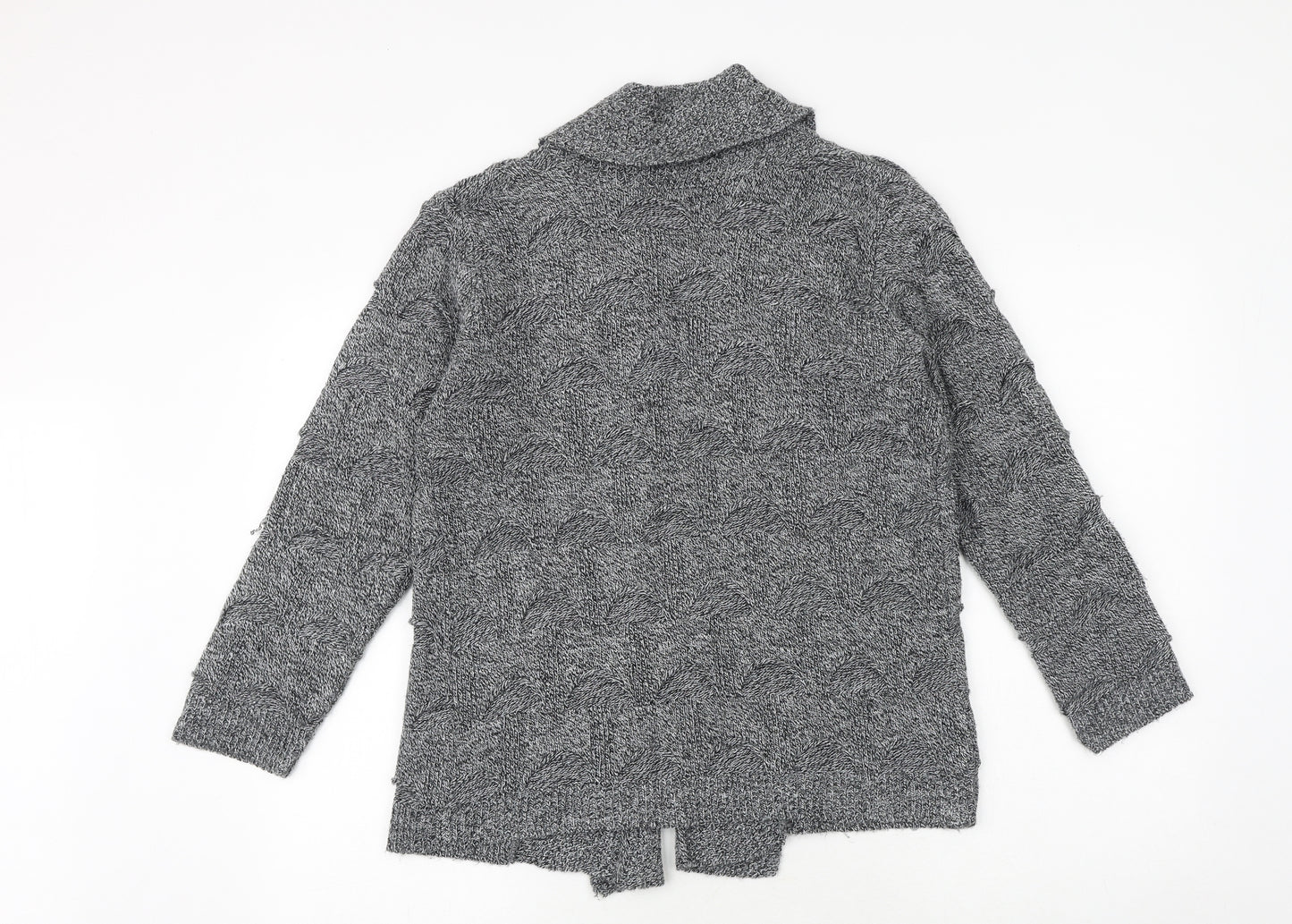 Glimpse Design Womens Grey V-Neck Geometric Acrylic Cardigan Jumper Size L