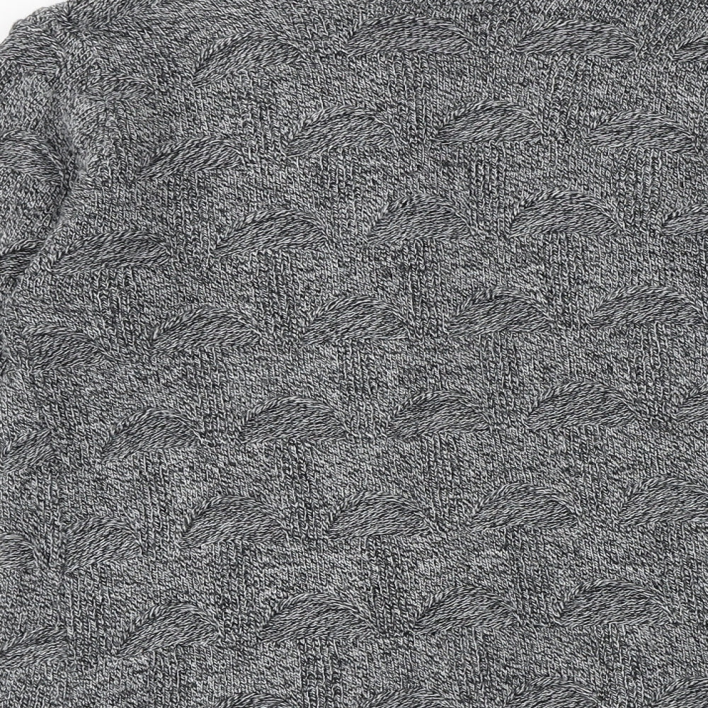 Glimpse Design Womens Grey V-Neck Geometric Acrylic Cardigan Jumper Size L