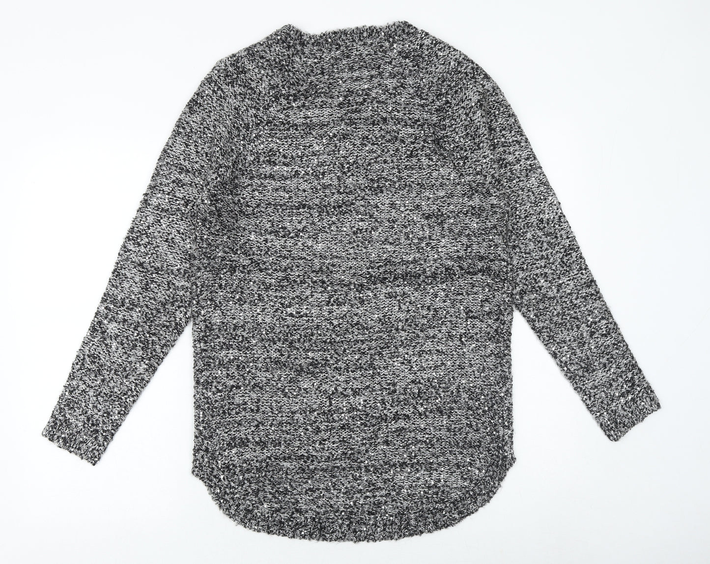 AKD A WEST Womens Grey Round Neck Geometric Acrylic Pullover Jumper Size 10
