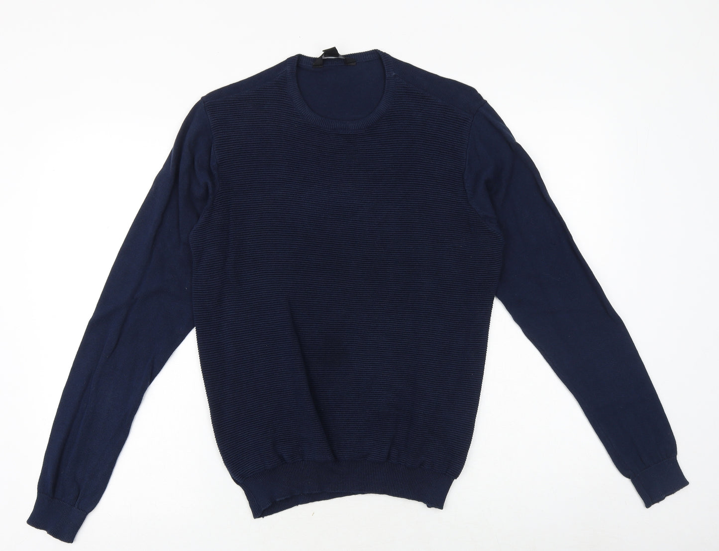 Cedar Wood State Mens Blue Round Neck Cotton Pullover Jumper Size S Long Sleeve