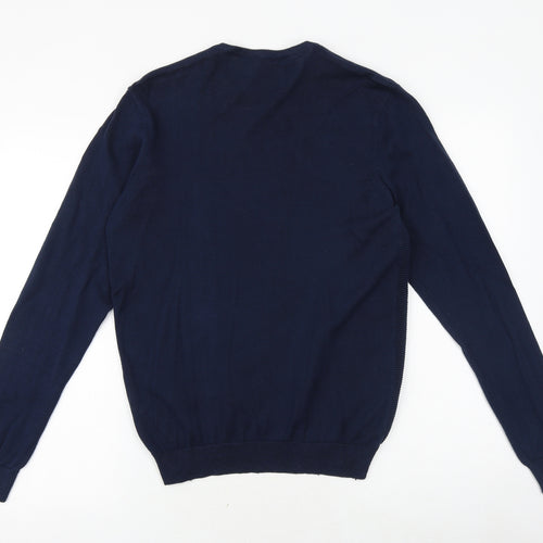 Cedar Wood State Mens Blue Round Neck Cotton Pullover Jumper Size S Long Sleeve