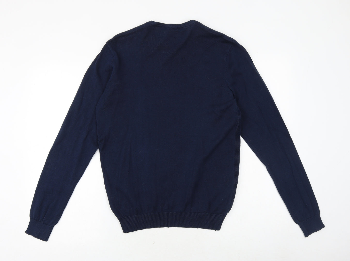 Cedar Wood State Mens Blue Round Neck Cotton Pullover Jumper Size S Long Sleeve