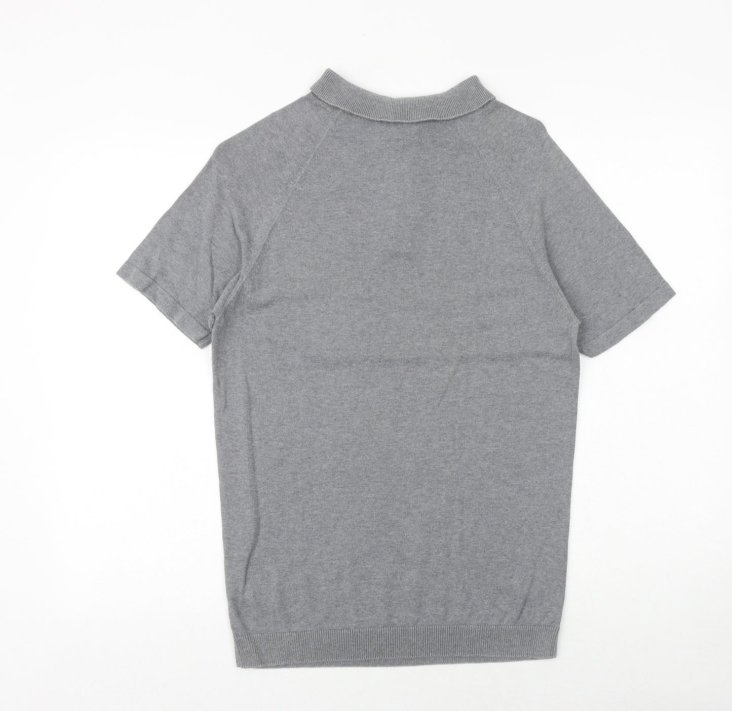 REMUS Mens Grey 100% Cotton Polo Size M Collared Button