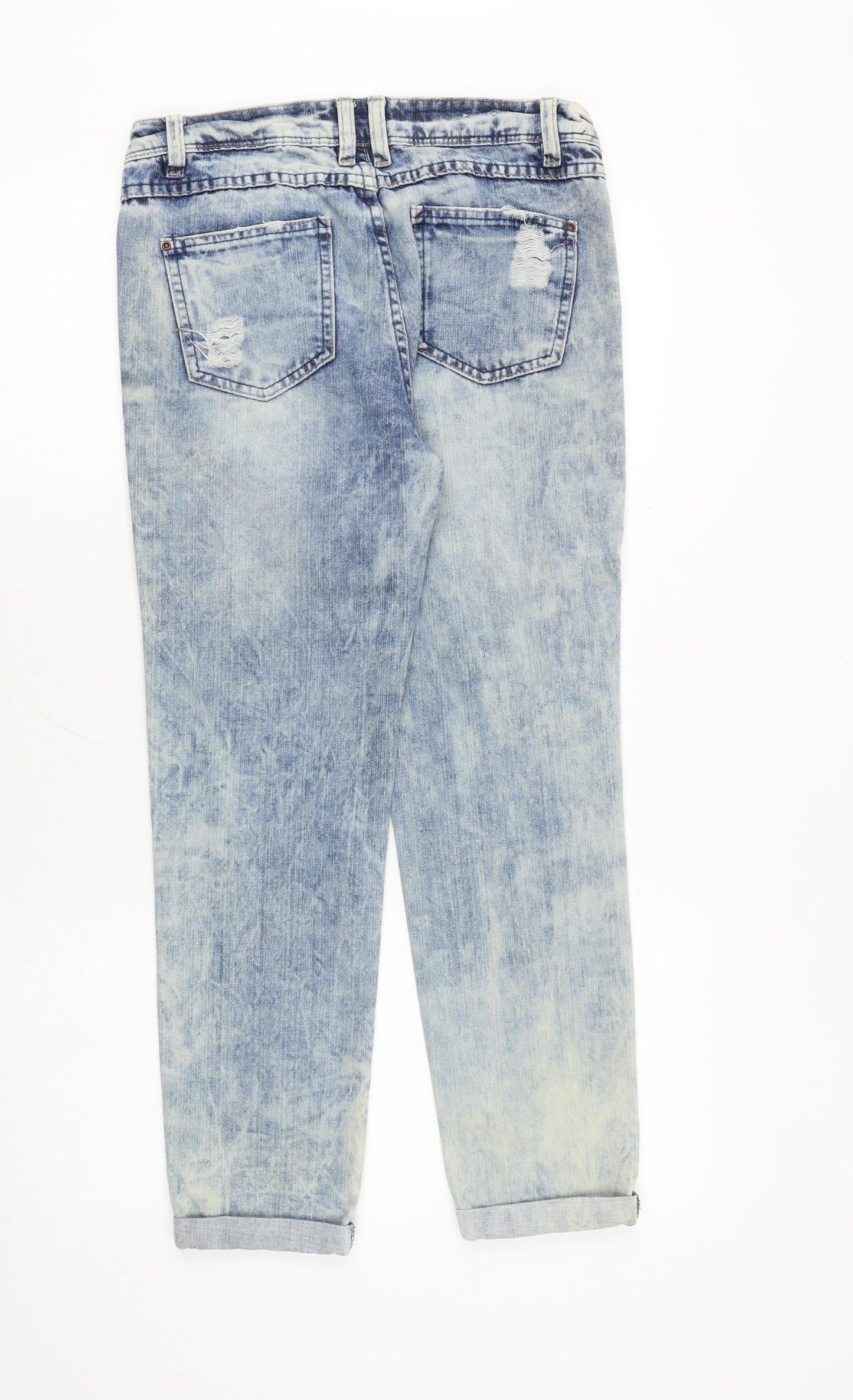 New Look Womens Blue Cotton Straight Jeans Size 8 Slim Zip