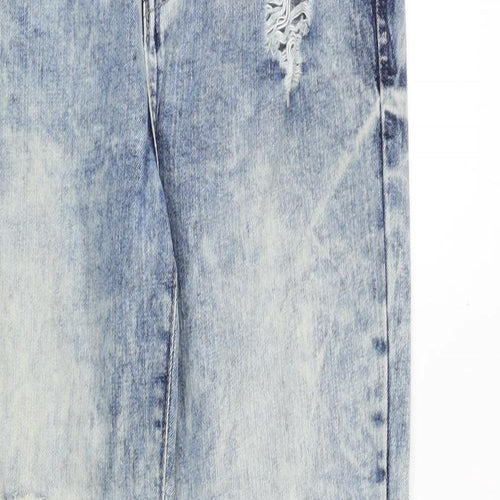 New Look Womens Blue Cotton Straight Jeans Size 8 Slim Zip