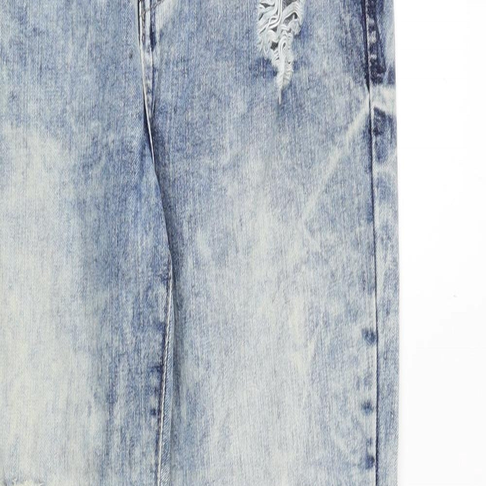 New Look Womens Blue Cotton Straight Jeans Size 8 Slim Zip
