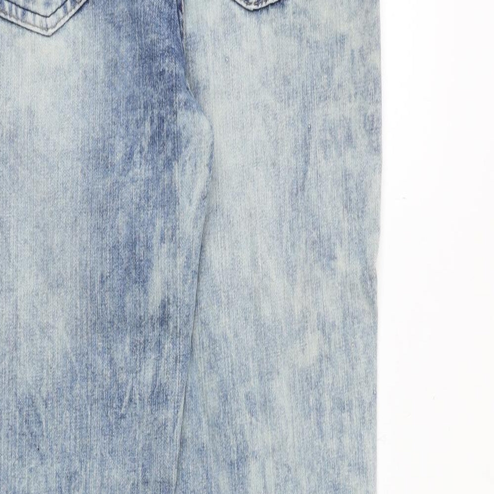 New Look Womens Blue Cotton Straight Jeans Size 8 Slim Zip