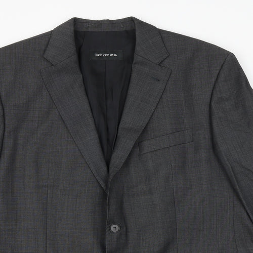 Benvenuto Mens Grey Wool Jacket Suit Jacket Size 42 Regular