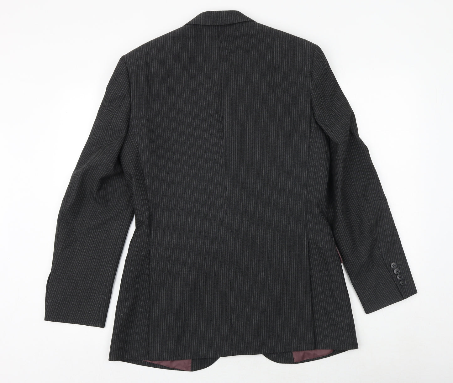 F&F Mens Grey Striped Polyester Jacket Suit Jacket Size 36 Regular