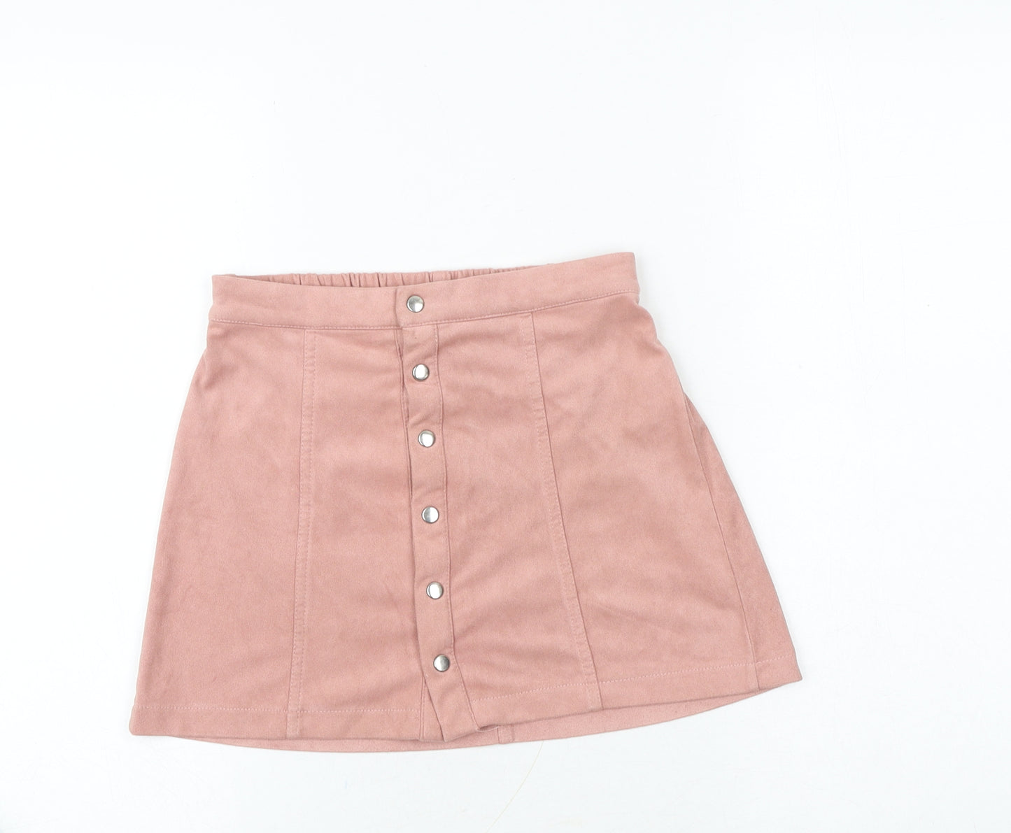 FOREVER 21 Girls Pink Polyester A-Line Skirt Size 9-10 Years Regular Button