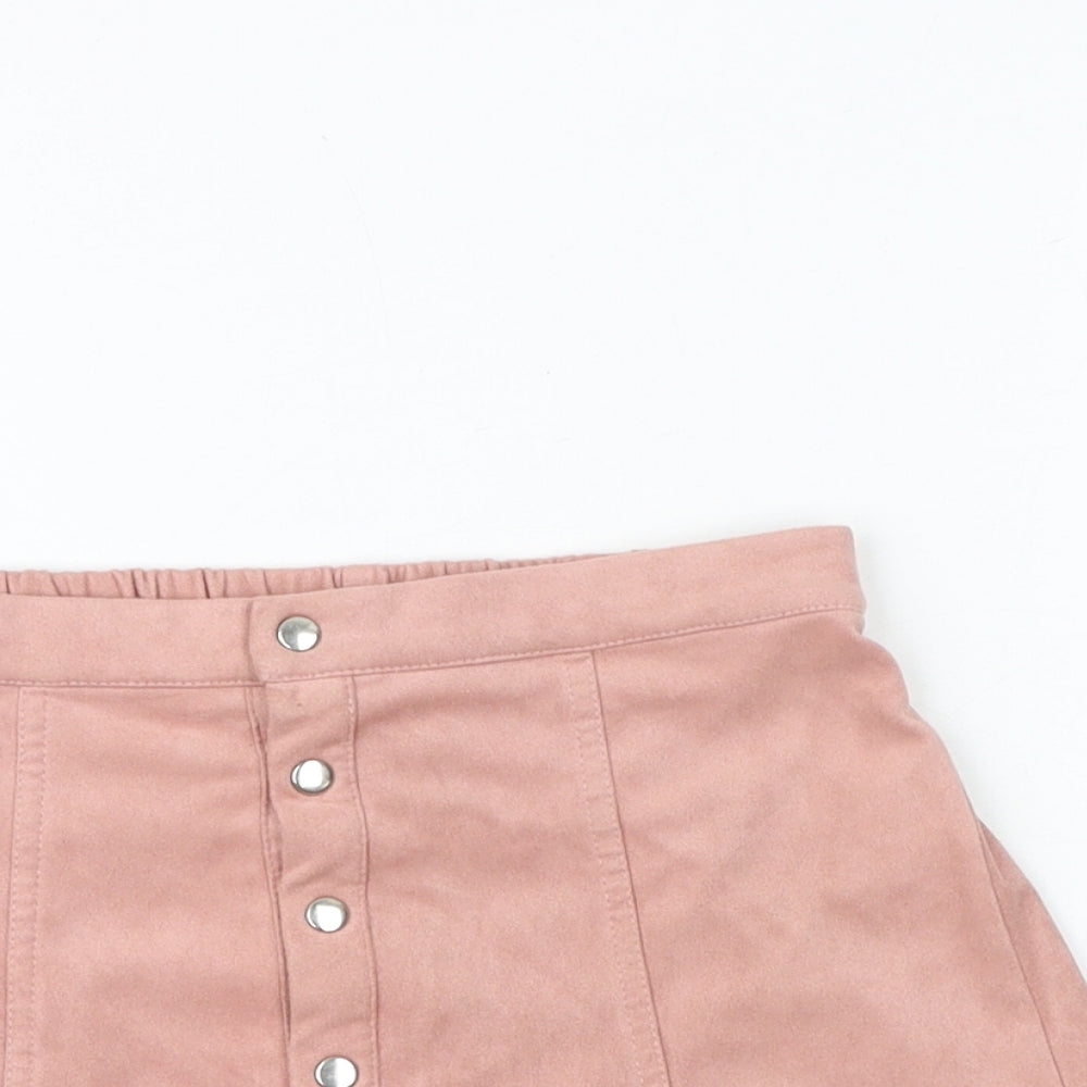 FOREVER 21 Girls Pink Polyester A-Line Skirt Size 9-10 Years Regular Button
