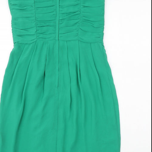 H&M Womens Green Polyester A-Line Size 12 One Shoulder Zip