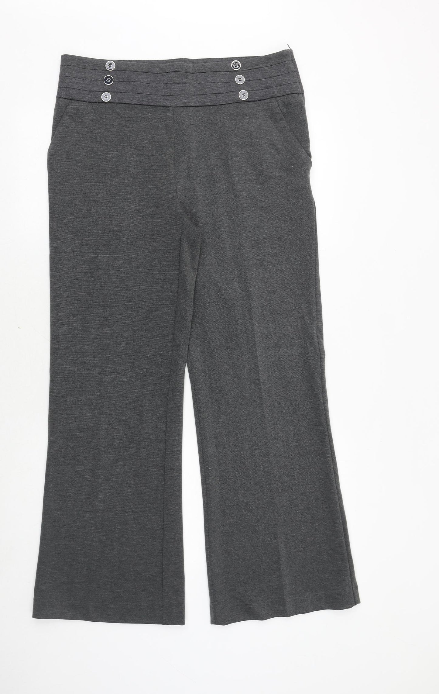 George Womens Grey Polyester Trousers Size 14 Regular Zip