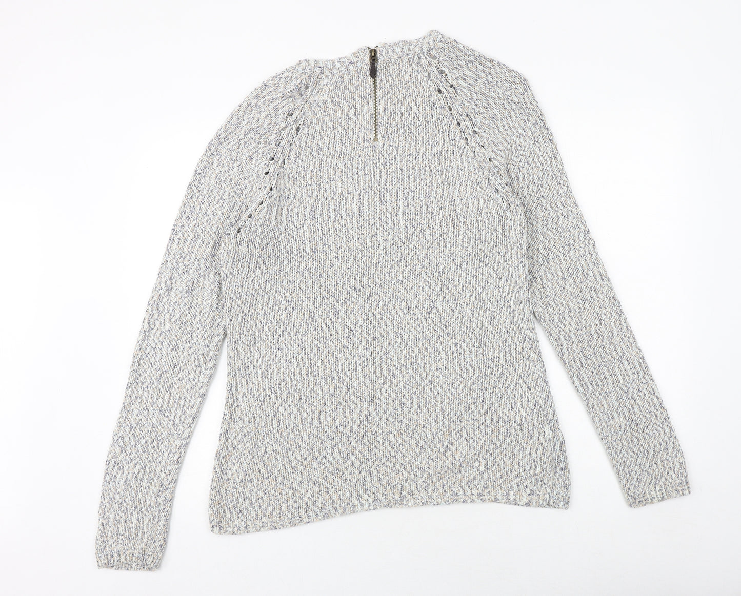 Laura Ashley Womens Multicoloured Round Neck Geometric 100% Cotton Pullover Jumper Size 16