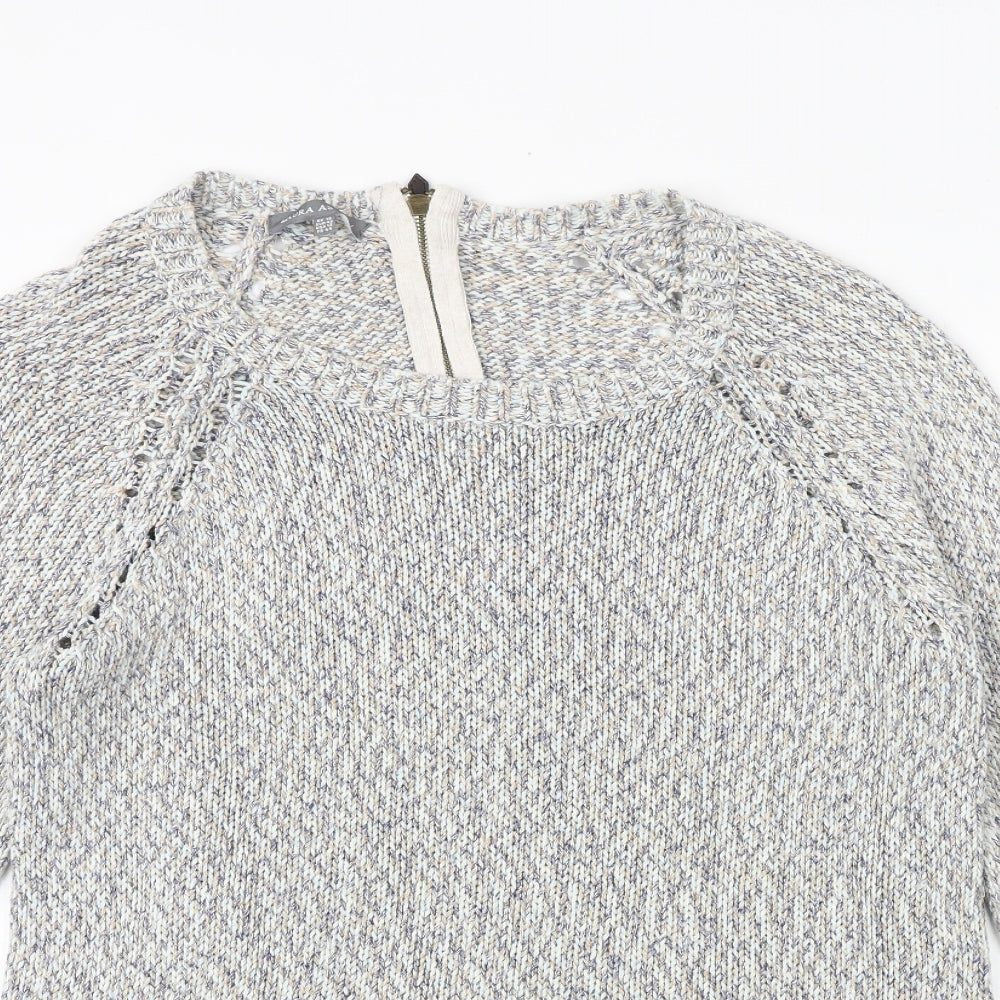 Laura Ashley Womens Multicoloured Round Neck Geometric 100% Cotton Pullover Jumper Size 16