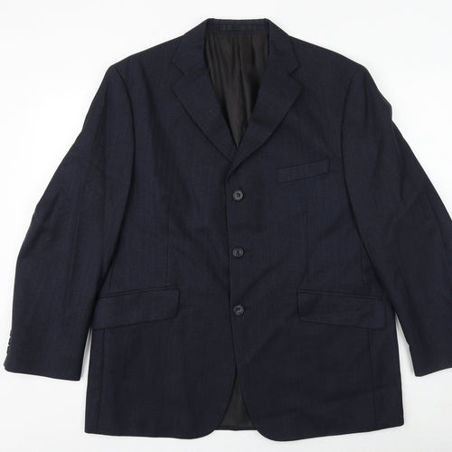 Impressions Mens Blue Wool Jacket Suit Jacket Size 42 Regular