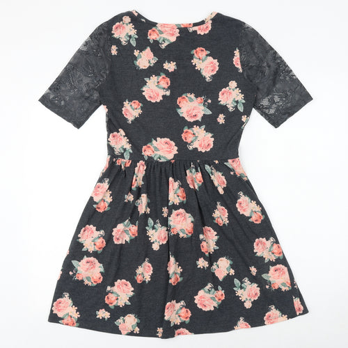 George Womens Multicoloured Floral Cotton Fit & Flare Size 10 Round Neck Pullover
