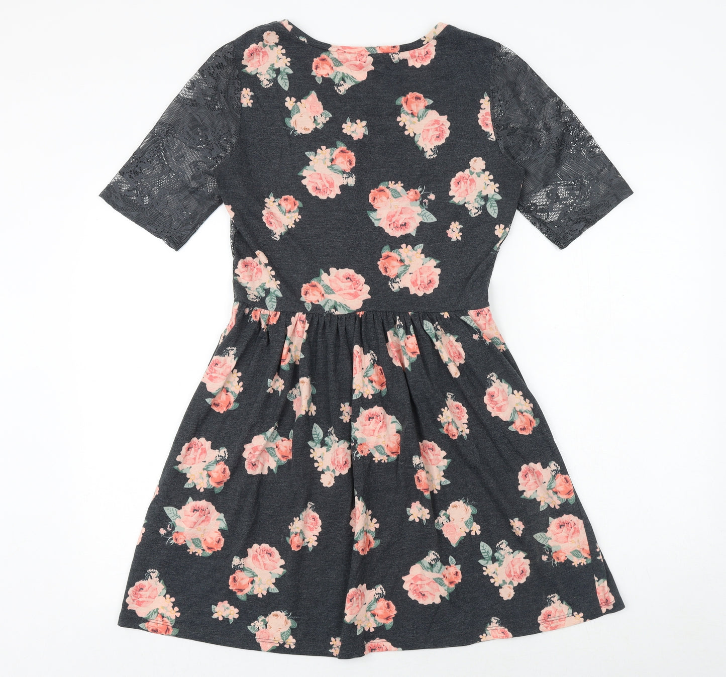 George Womens Multicoloured Floral Cotton Fit & Flare Size 10 Round Neck Pullover
