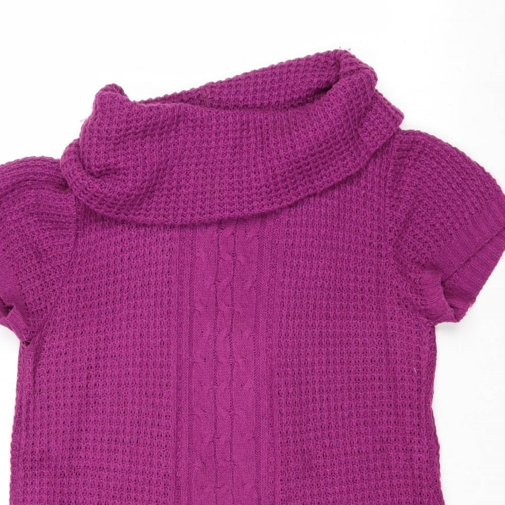 George Womens Purple Roll Neck Acrylic Pullover Jumper Size 18