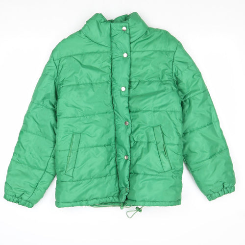 Heartbreak Womens Green Quilted Coat Size 8 Zip