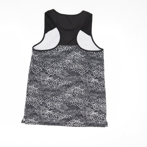 Active Womens Black Geometric Polyester Basic Tank Size S Round Neck Pullover