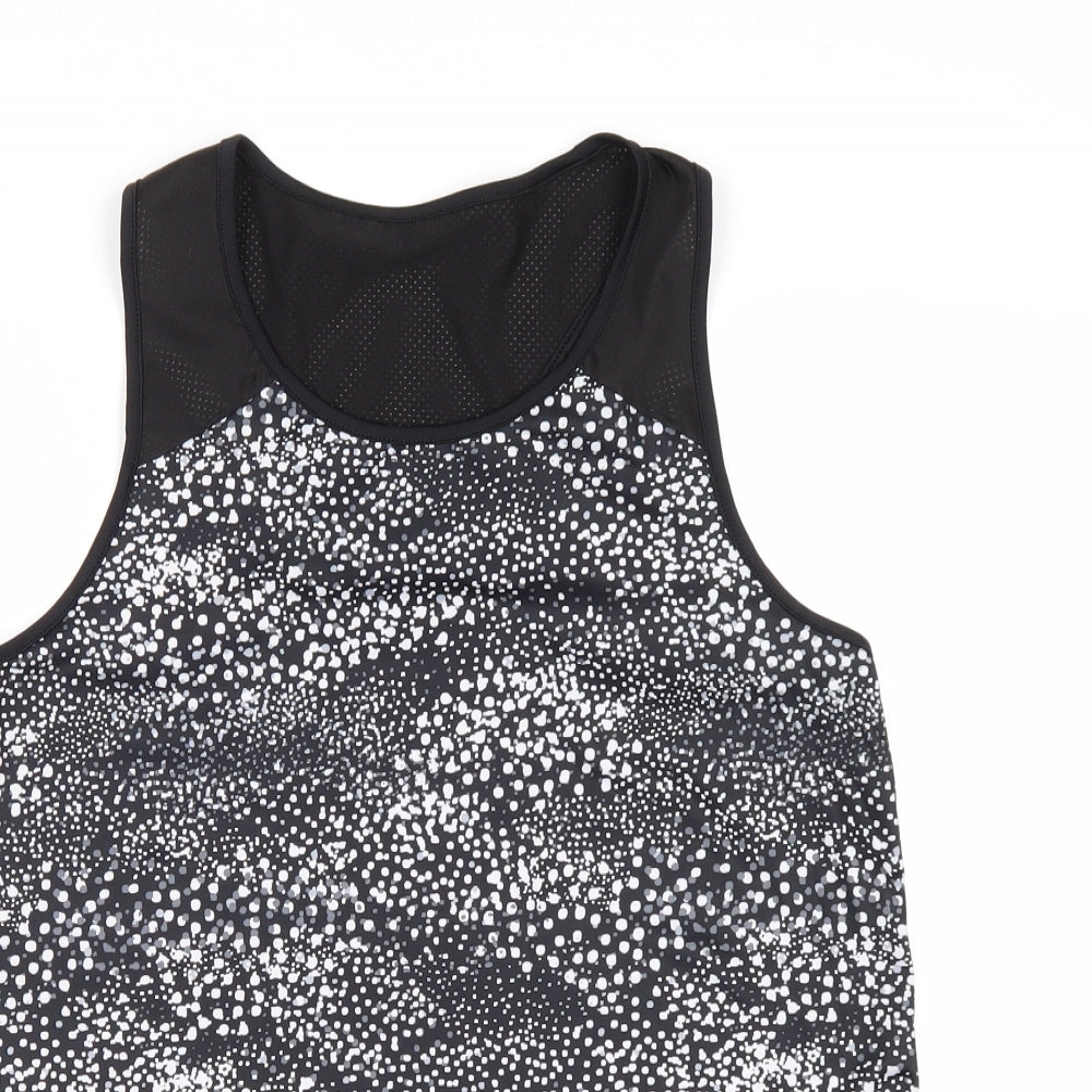 Active Womens Black Geometric Polyester Basic Tank Size S Round Neck Pullover