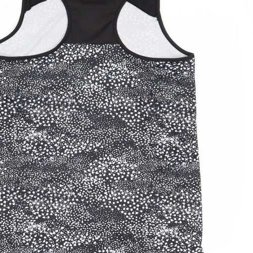 Active Womens Black Geometric Polyester Basic Tank Size S Round Neck Pullover
