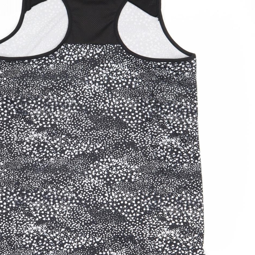 Active Womens Black Geometric Polyester Basic Tank Size S Round Neck Pullover
