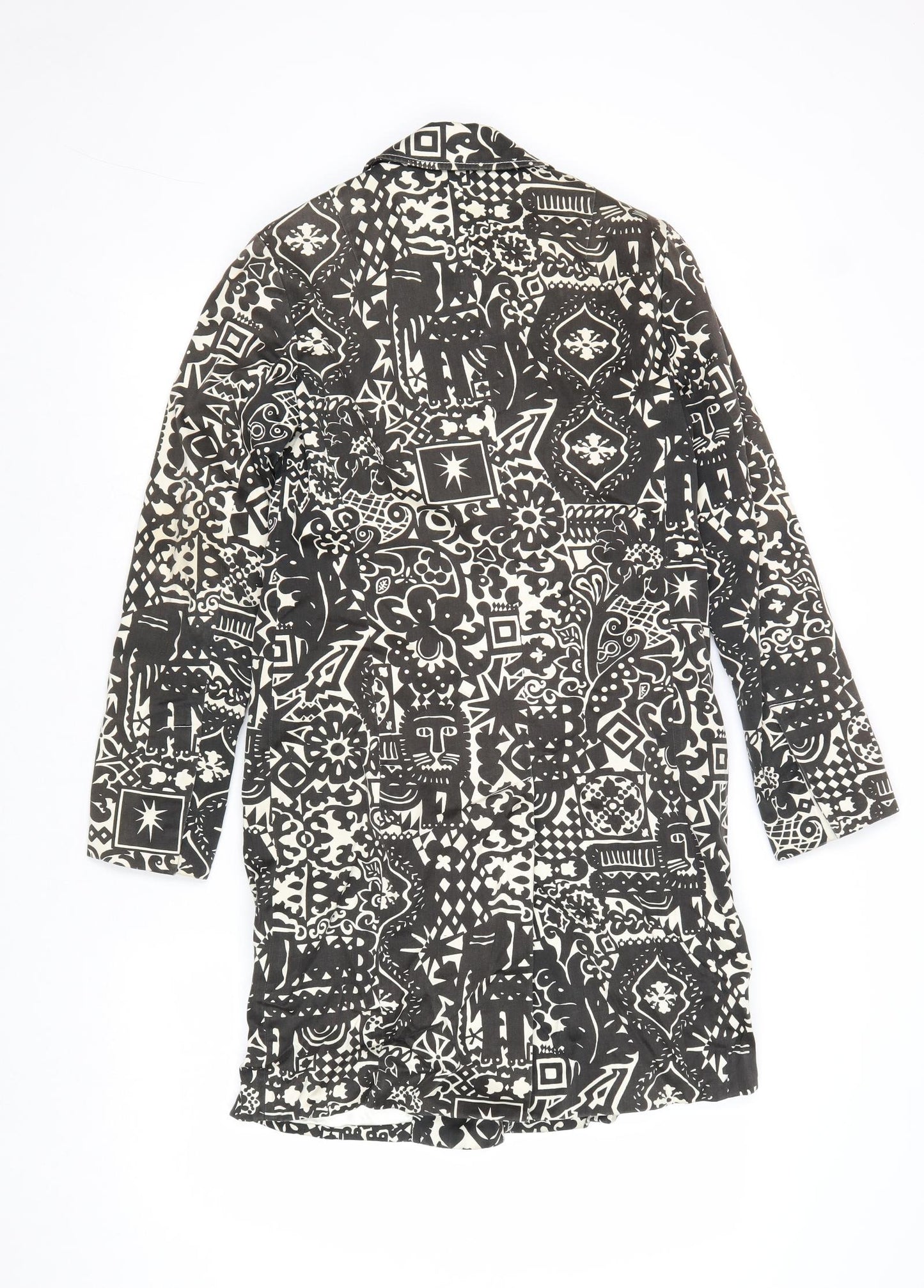 Gap Womens Black Geometric Overcoat Coat Size S Snap