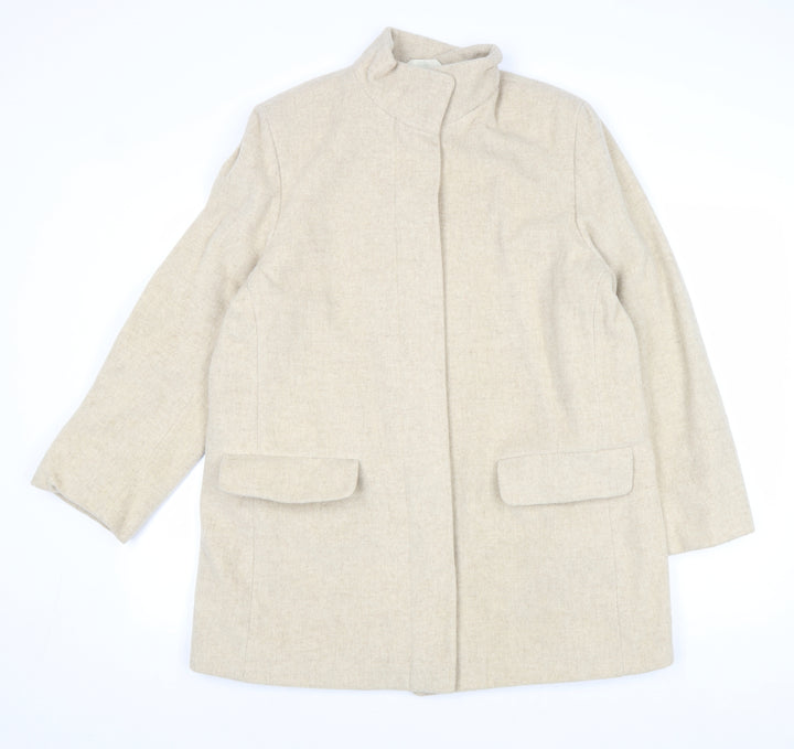 Marks and Spencer Womens Beige Overcoat Coat Size 14 Button