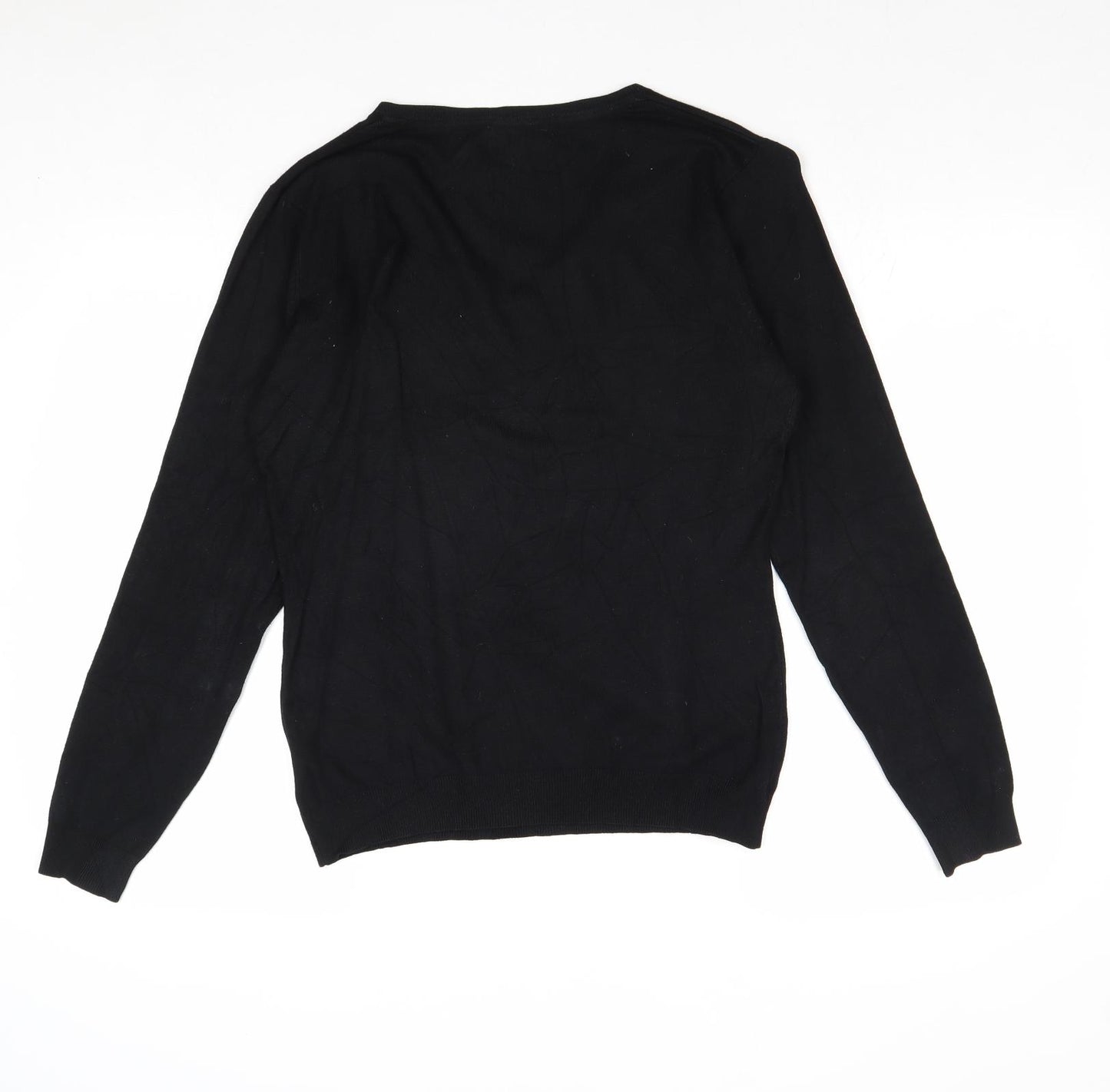 Conbipel Womens Black V-Neck Viscose Pullover Jumper Size M