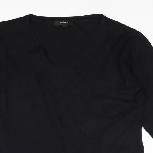 Conbipel Womens Black V-Neck Viscose Pullover Jumper Size M
