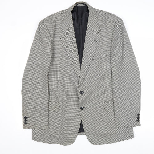 Avenue Mens Grey Geometric Polyester Jacket Blazer Size 44 Regular