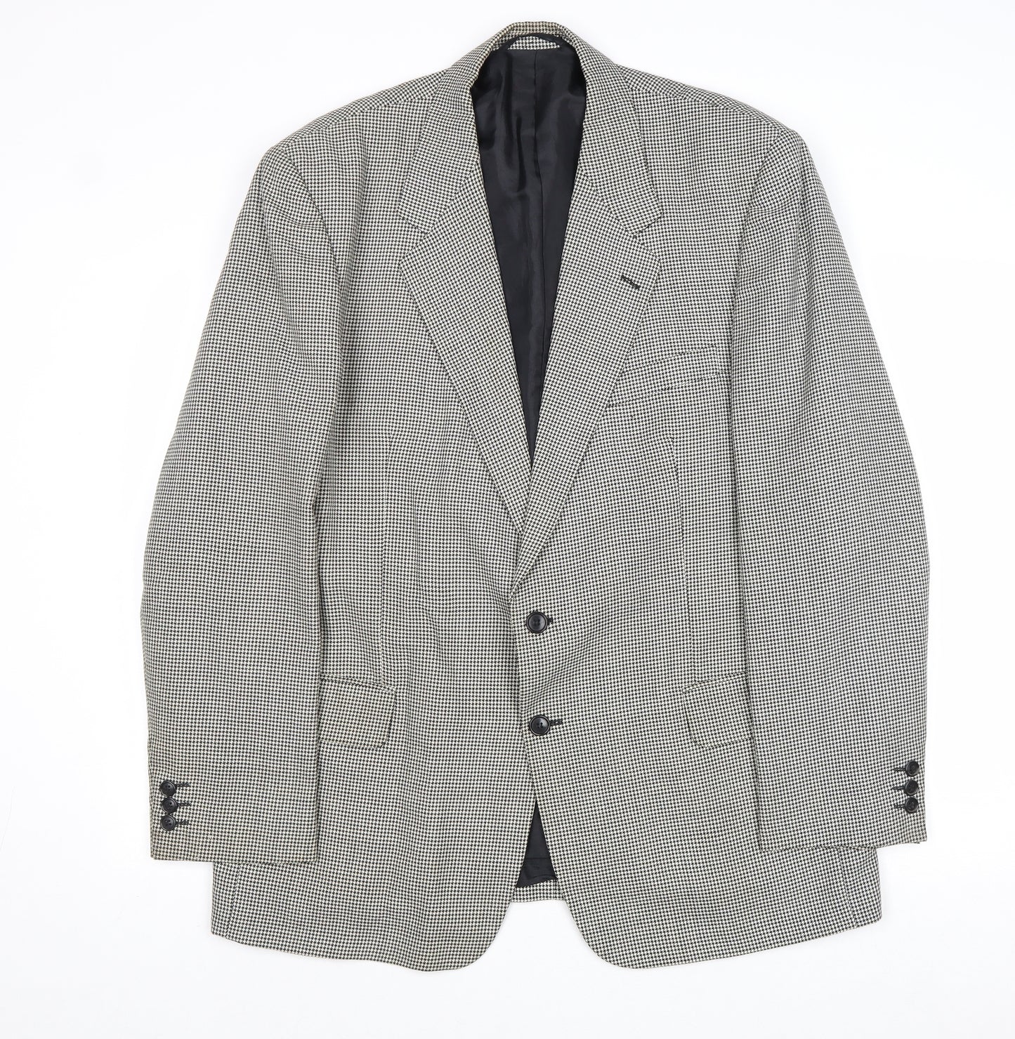 Avenue Mens Grey Geometric Polyester Jacket Blazer Size 44 Regular