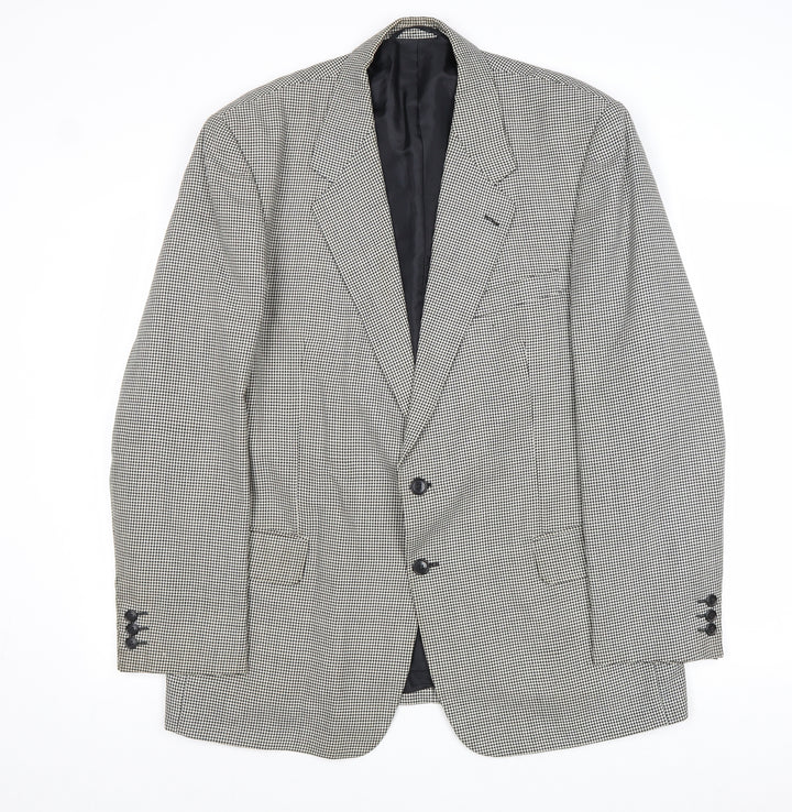 Avenue Mens Grey Geometric Polyester Jacket Blazer Size 44 Regular