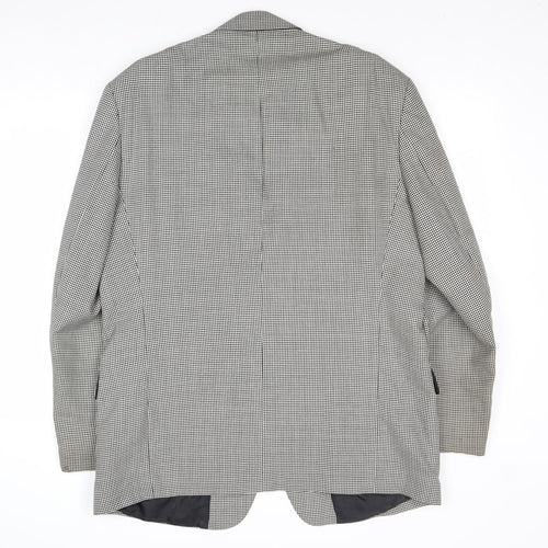 Avenue Mens Grey Geometric Polyester Jacket Blazer Size 44 Regular