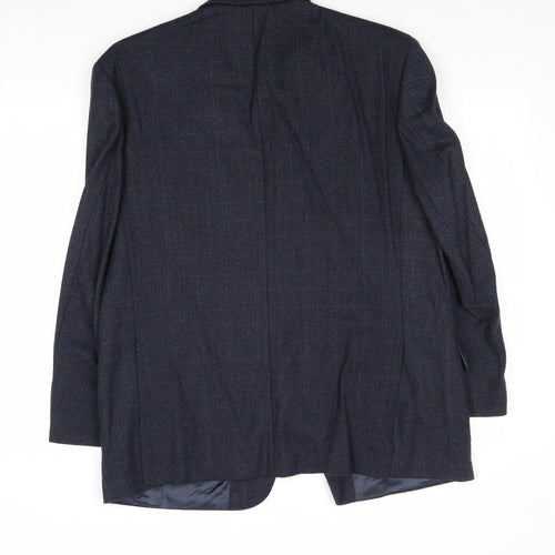 Woolmark Mens Blue Check Wool Jacket Suit Jacket Size 42 Regular
