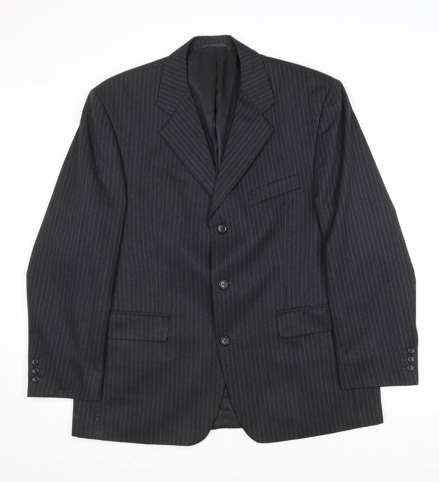 SCOTT Mens Grey Striped Wool Jacket Suit Jacket Size 42 Regular
