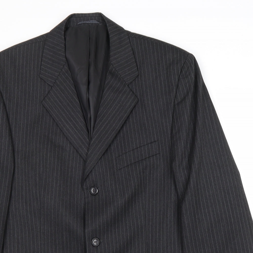 SCOTT Mens Grey Striped Wool Jacket Suit Jacket Size 42 Regular