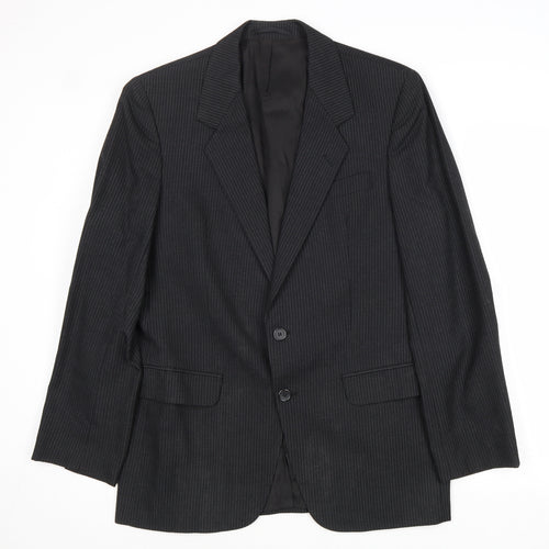 C&A Mens Black Striped Wool Jacket Suit Jacket Size 40 Regular