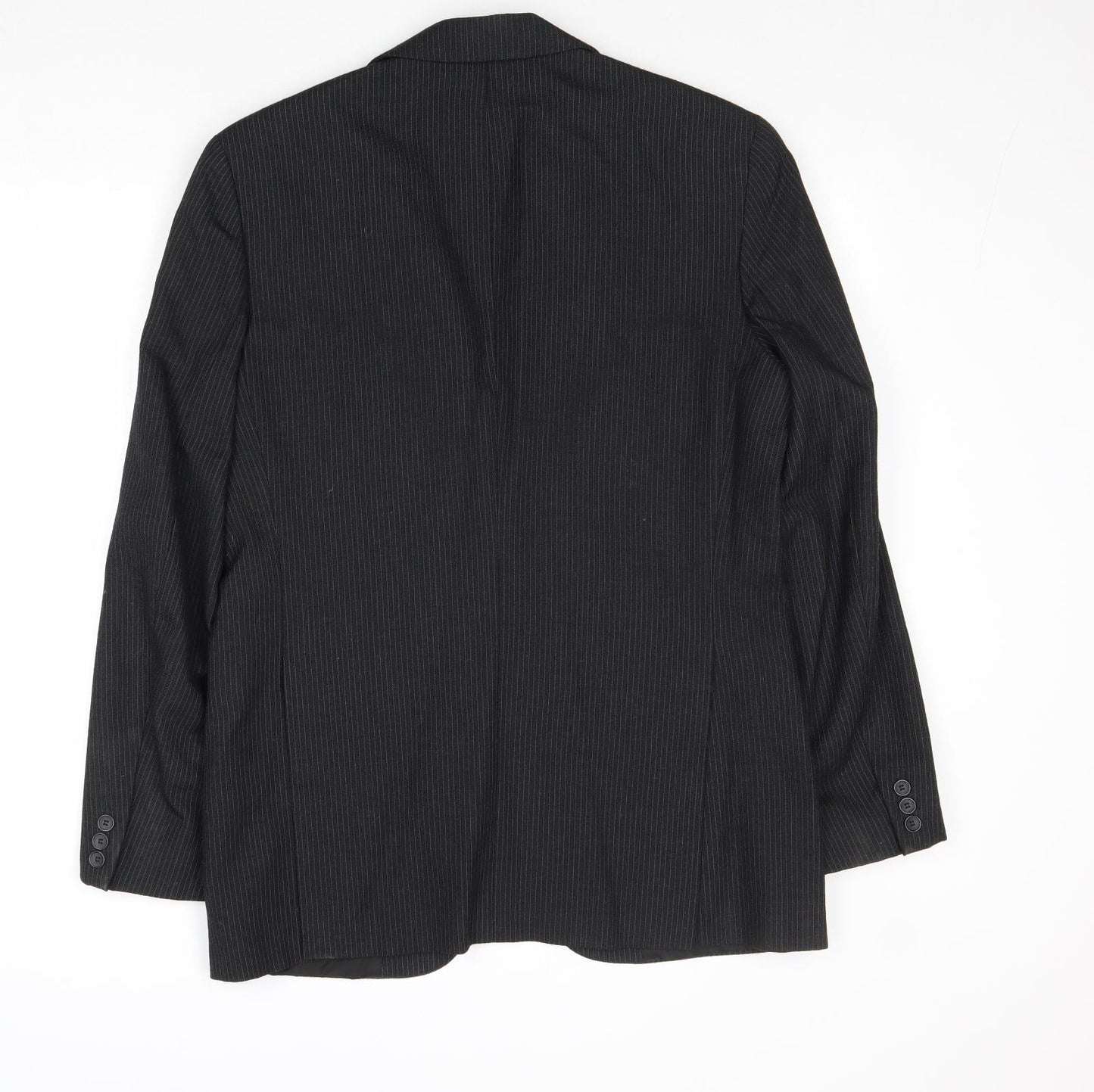 C&A Mens Black Striped Wool Jacket Suit Jacket Size 40 Regular