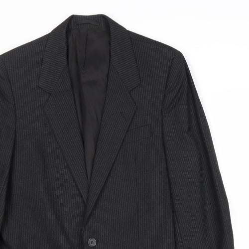 C&A Mens Black Striped Wool Jacket Suit Jacket Size 40 Regular