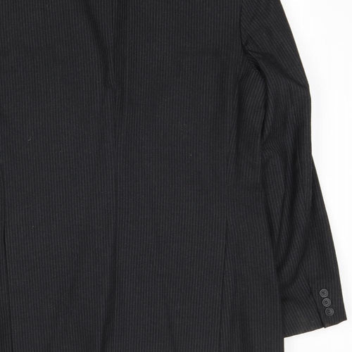 C&A Mens Black Striped Wool Jacket Suit Jacket Size 40 Regular