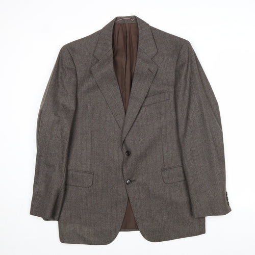 Style Mens Brown Striped Wool Jacket Suit Jacket Size 42 Regular