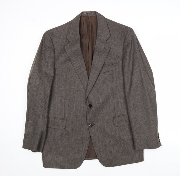Style Mens Brown Striped Wool Jacket Suit Jacket Size 42 Regular