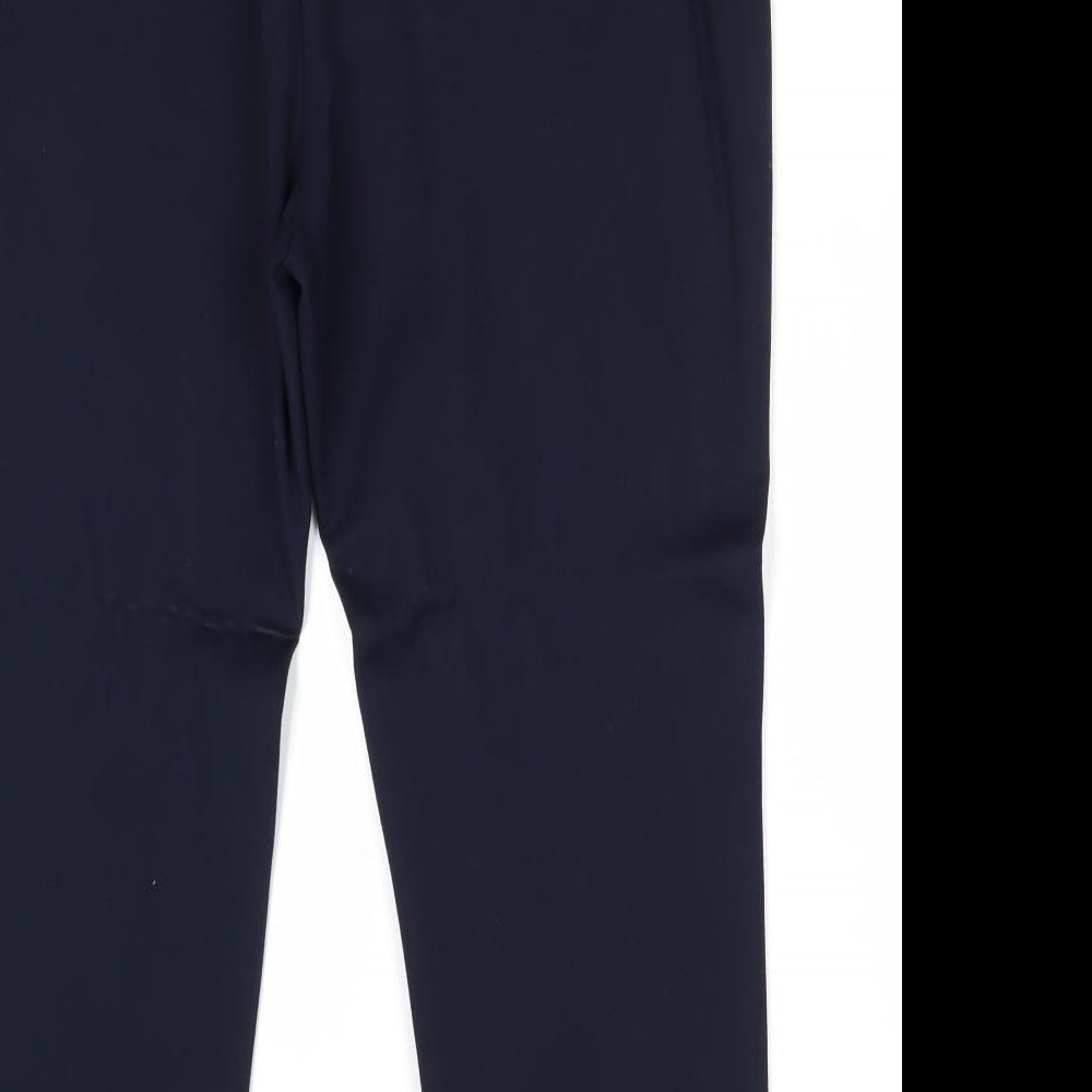 Per Una Womens Blue Viscose Chino Trousers Size 16 Regular Zip - Contrasting Trim