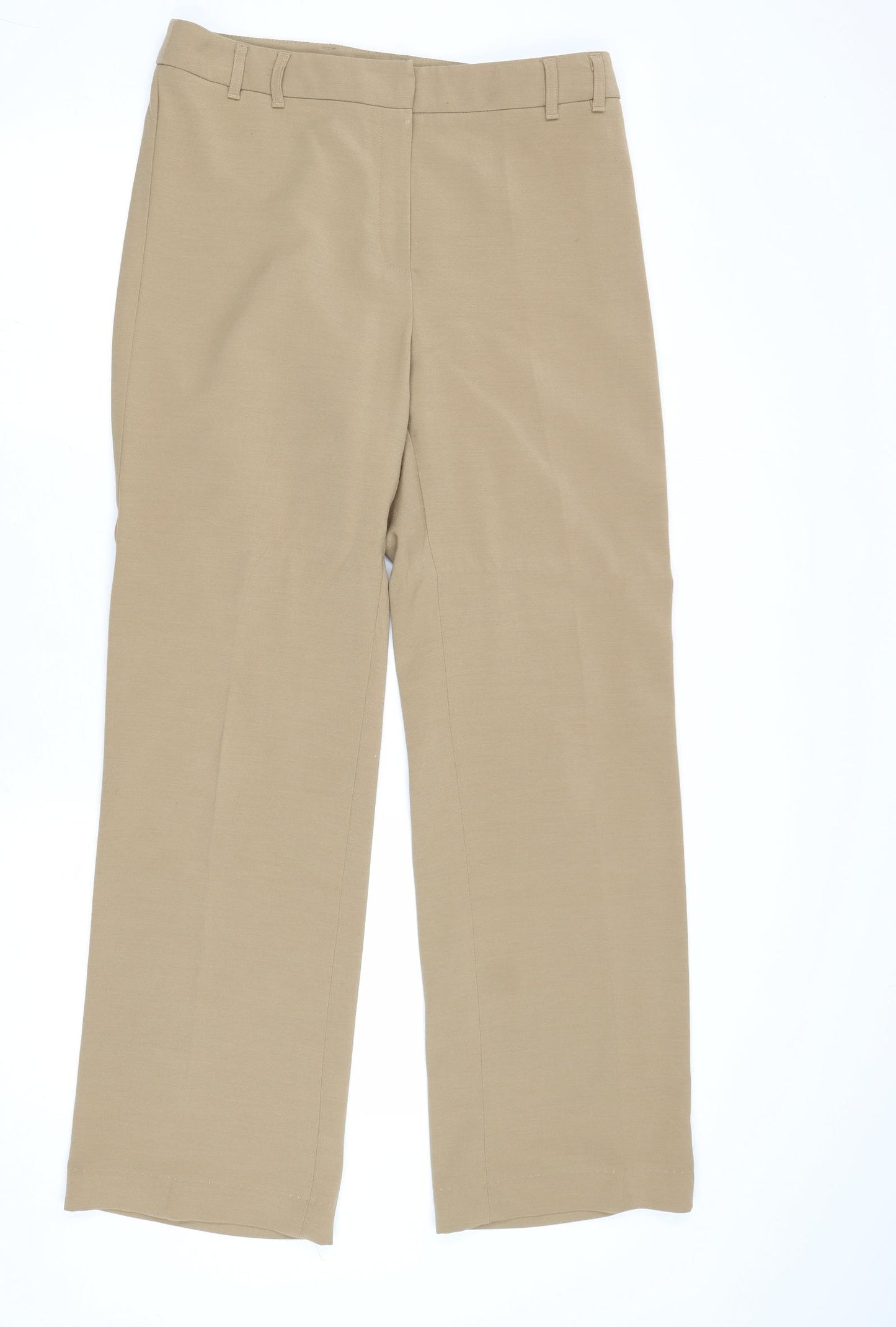 F&F Womens Beige Polyester Trousers Size 12 Regular Zip