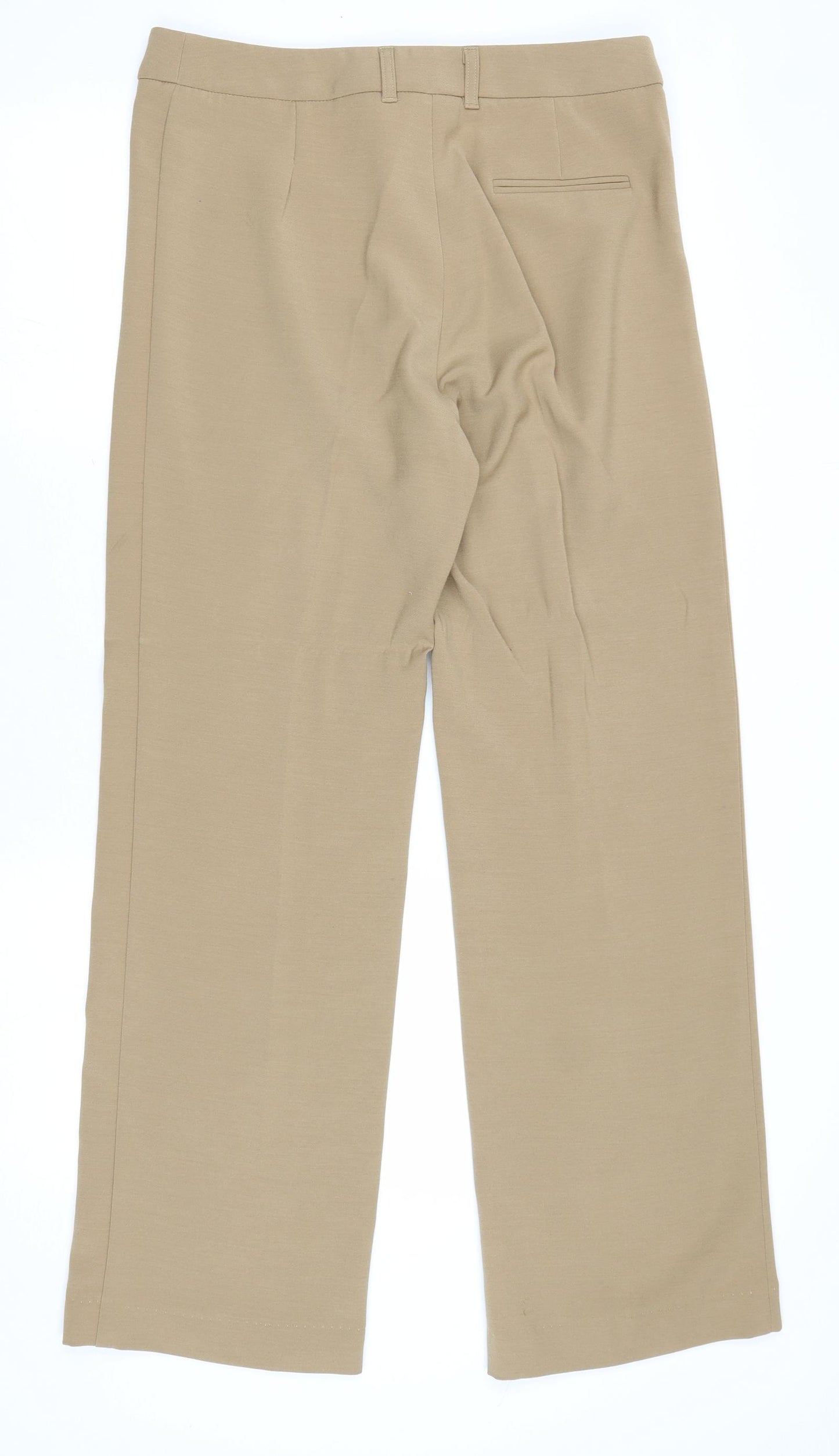 F&F Womens Beige Polyester Trousers Size 12 Regular Zip