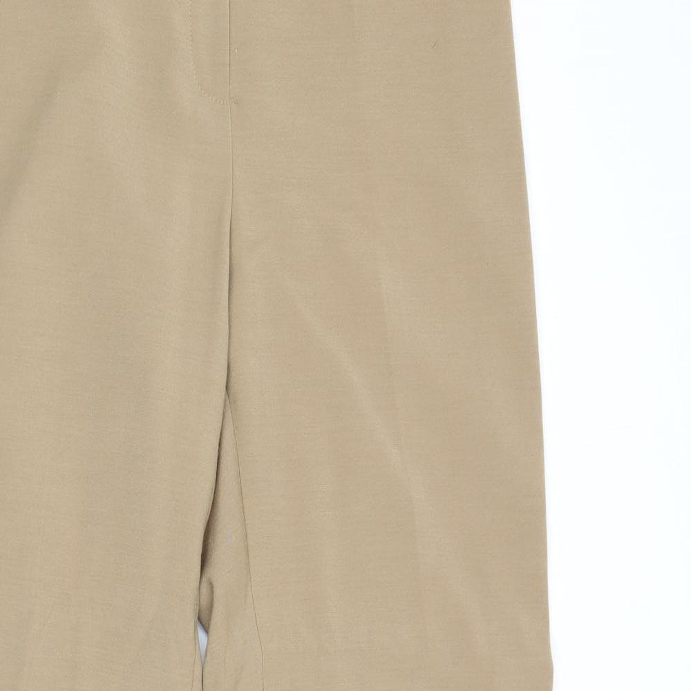 F&F Womens Beige Polyester Trousers Size 12 Regular Zip